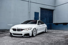Bagged BMW F32 435i on Velgen Wheels VMB6 Matte Silver 