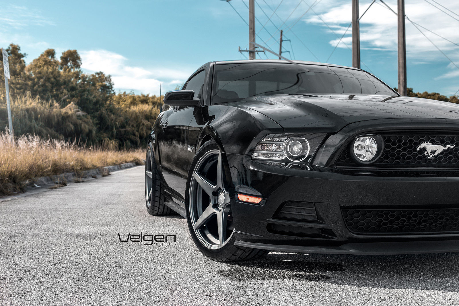 2013 Ford Mustang | Black Mustang GT on Velgen Wheels Classic5 Matte Gunmetal 20x9 & 20x10.5