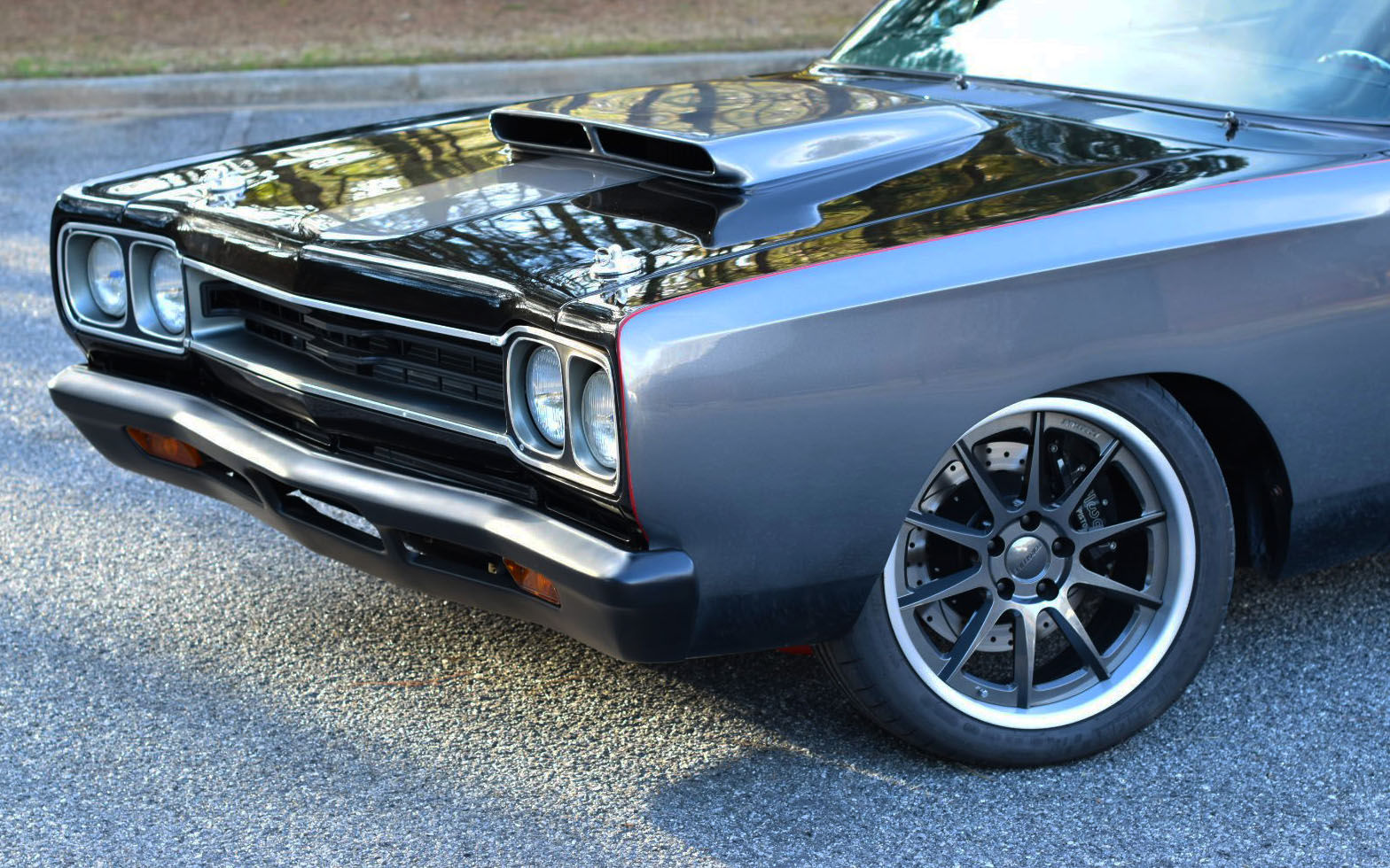 1969 Plymouth | Forsyth County Customs' 1969 Plymouth Road Runner on Forgeline RB3C Concave Wheels - Front Stance
