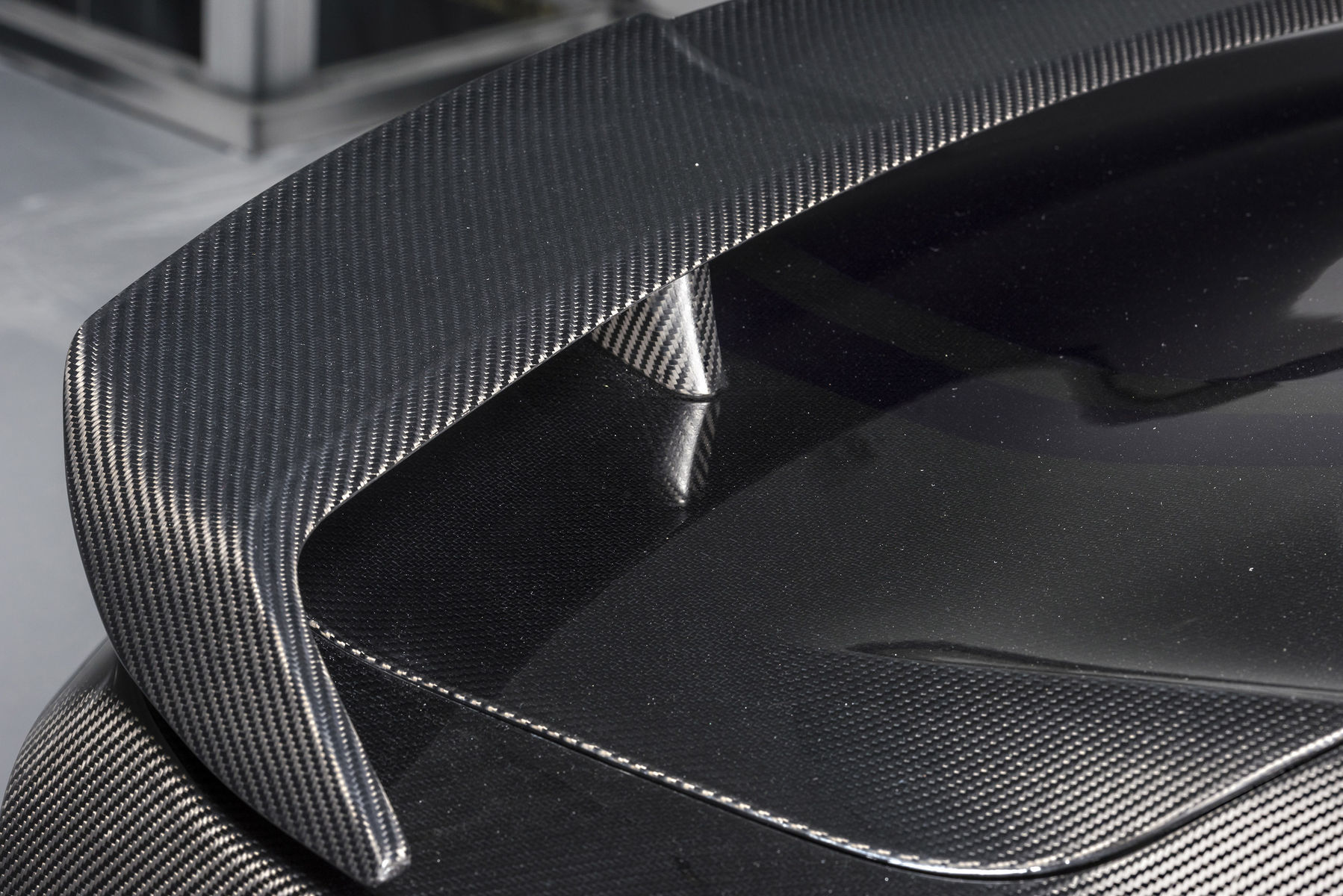 2017 Ford Mustang | 2017 Ford Mustang Fastback by SpeedKore Performance Group - Carbon Fiber Rear Spoiler Detail