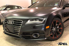Audi A7 fully wrapped in XPEL STEALTH matte-finish paint protection film