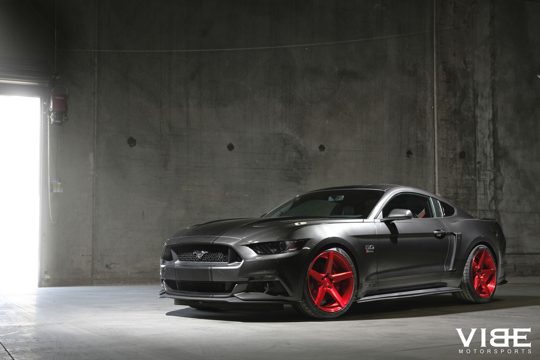 2016 Mustang Gt On 20 Savini Bm11 Brushed Red Wheels Side Body Shot
