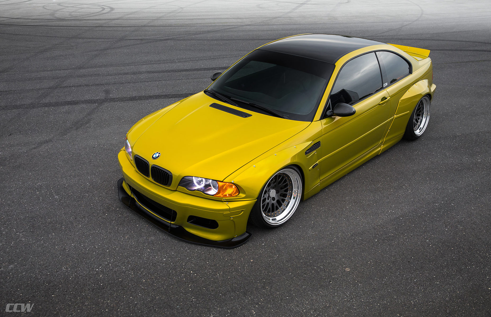 BMW M3 | Phoenix Yellow Pandem Widebody E46 M3 - CCW Classic 3 Piece Wheels