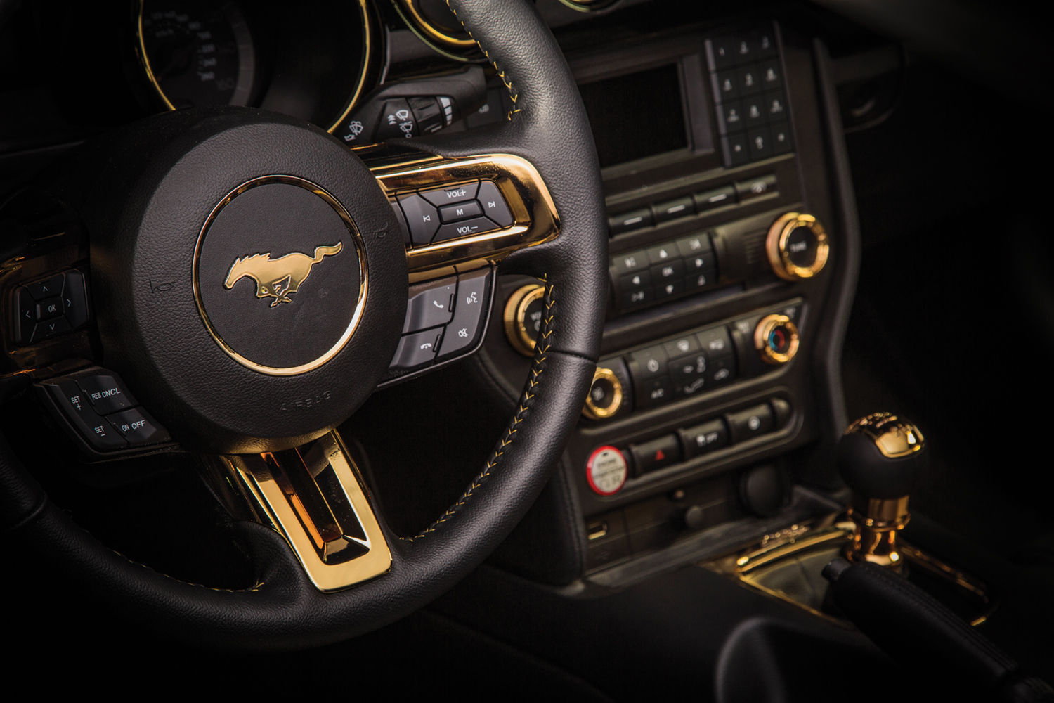 2015 Black Gold Mustang Interior