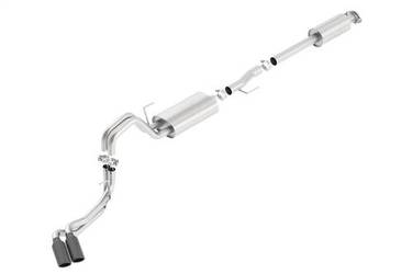 Side-exit cat-back exhaust with black chrome tips by Borla
