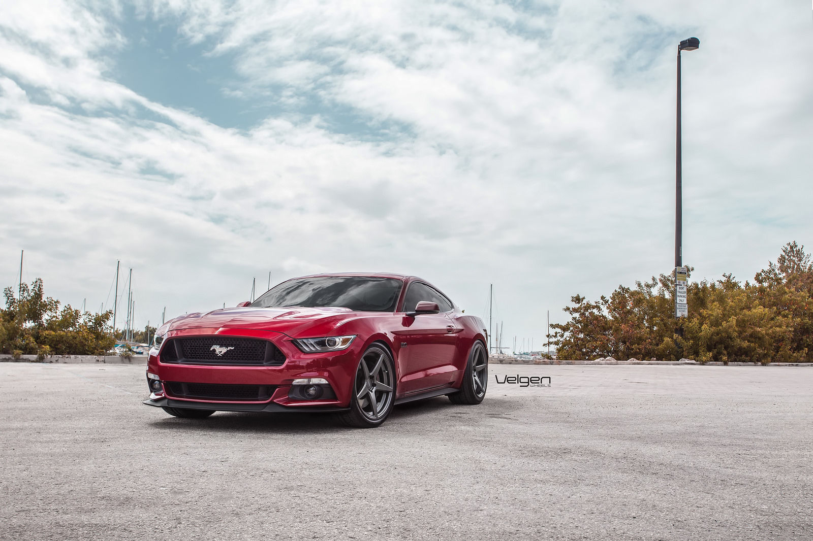 2015 Ford Mustang | Ruby Red Mustang GT on Velgen Wheels Classic5 Matte Gunmetal