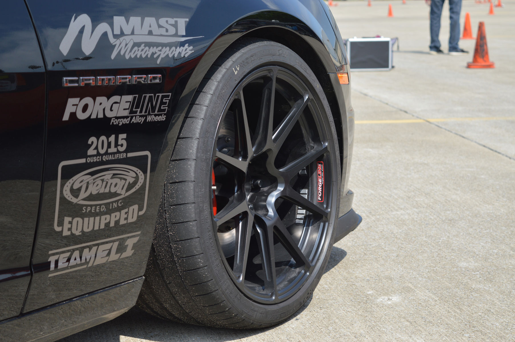 2013 Chevrolet Camaro | Bryan Johnson's Camaro SS 1LE on Forgeline One Piece Forged Monoblock GA1R Open Lug Cap Edition Wheels - Close Up Wheel Shot