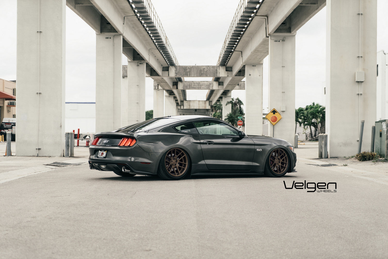 2015 Ford Mustang | Bagged S550 on Satin Bronze Velgen Wheels