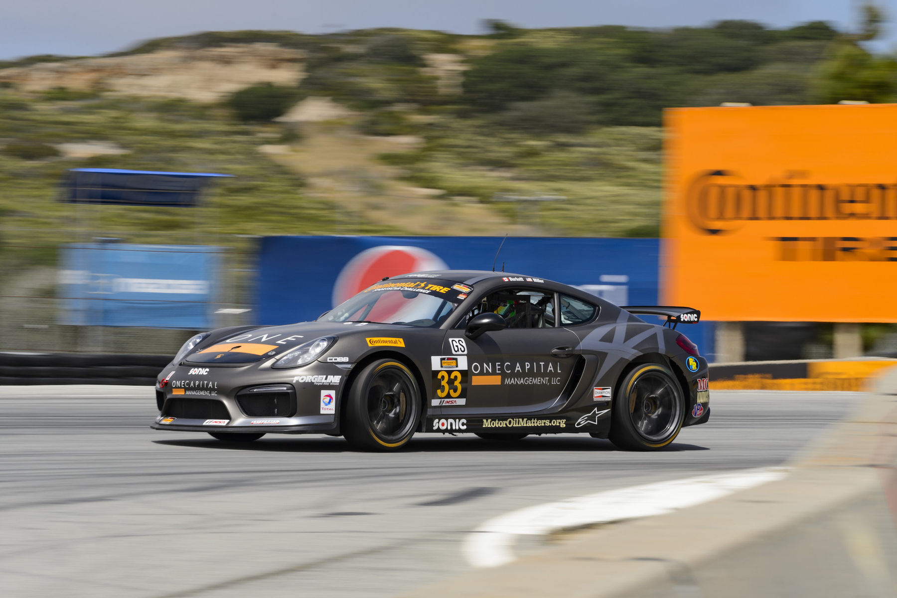 2016 Porsche Cayman | CJ Wilson Racing #33 Porsche Cayman on Forgeline One PIece Forged Monoblock GS1R Wheels Second at Laguna Seca