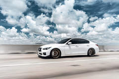 White Infiniti Q50s on Velgen Wheels  Classic5 Satin Bronze 20x9 & 20x10.5