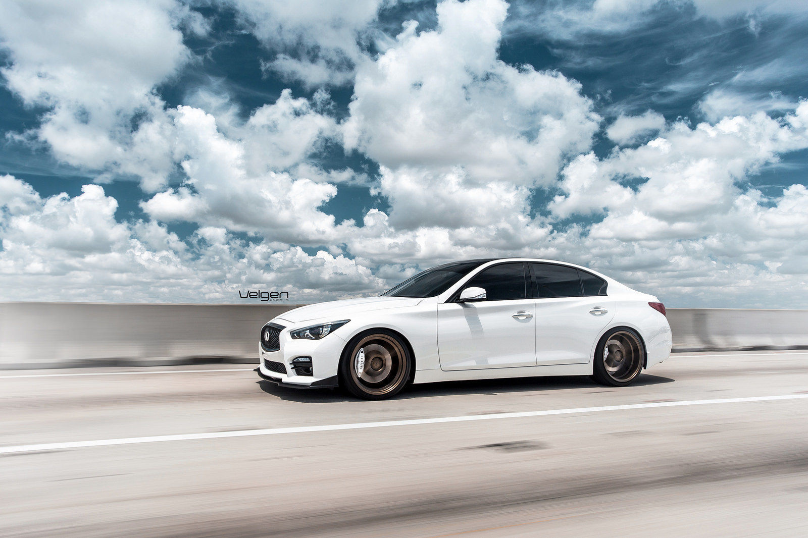 2015 Infiniti Q50 | White Infiniti Q50s on Velgen Wheels  Classic5 Satin Bronze 20x9 & 20x10.5