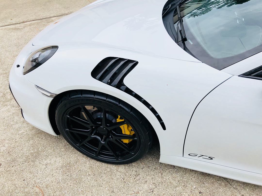 2018 Porsche Cayman | BGB Motorsports White Rhino Porsche Cayman on Forgeline One Piece Forged Monoblock GA1R Open Lug Wheels