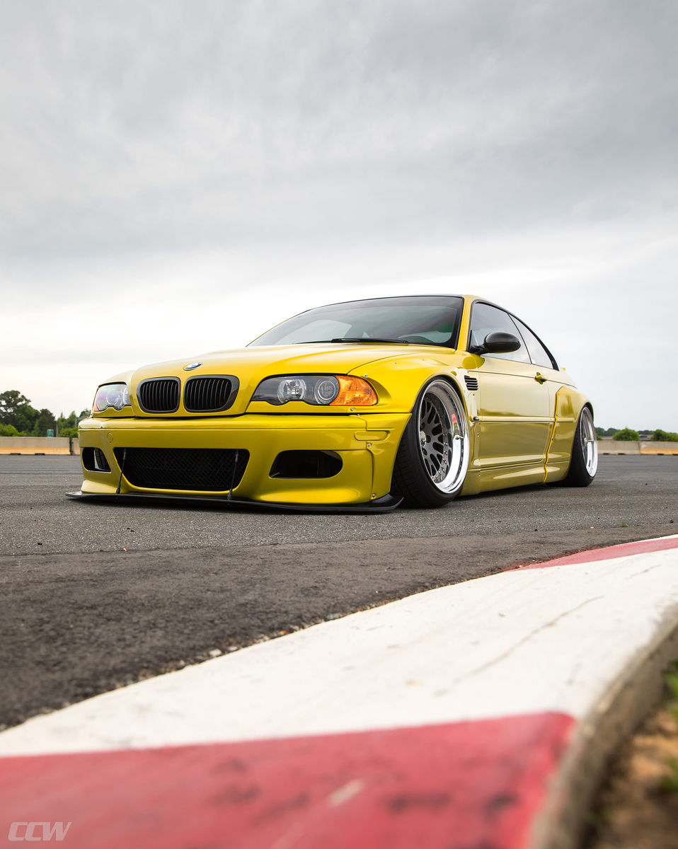 Phoenix Yellow Pandem Widebody E46 M3 - Ccw Classic 3 Piece Wheels