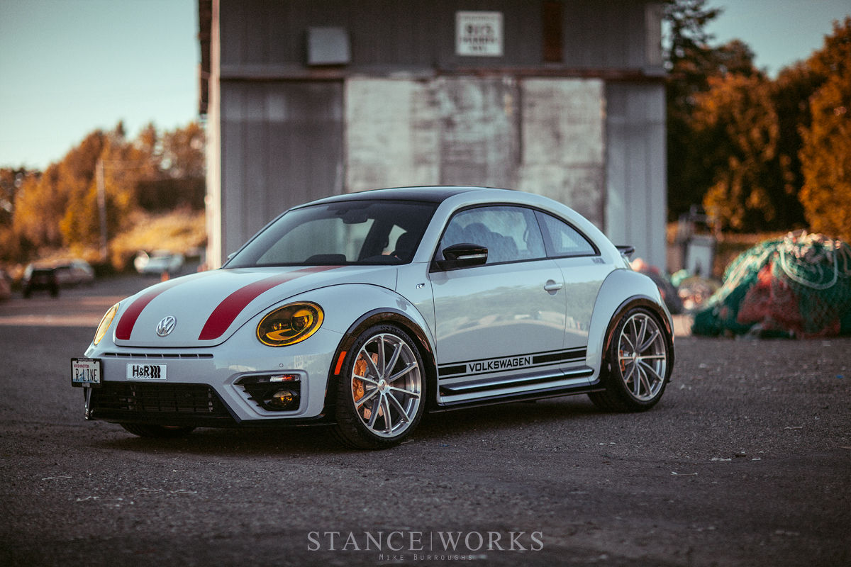 2017 Volkswagen Beetle | H&R's VW Beetle R-Line on Forgeline One Piece Forged Monoblock GT1 5-Lug Wheels