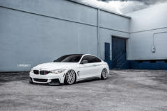 Bagged BMW F32 435i on Velgen Wheels VMB6 Matte Silver 